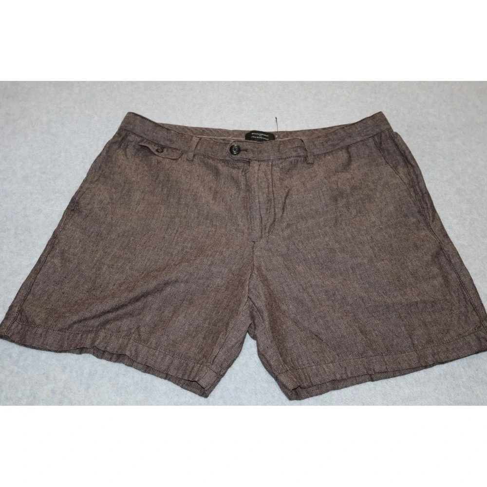 Banana Republic Linen Blend Shorts Hawaiian Mens 36 Brown Flat Casual Summer